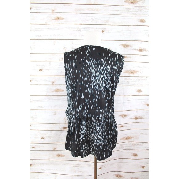 Theory Rikyo Tank Top S Ruffled Black Indigo‎ silk Peplum career lux artsy - Picture 3 of 9